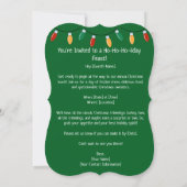 Grappig groen en rood kerstkarikatuur paar kaart (Achterkant)