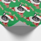 Grappig groen Frans Bulldog Santa kostuum Cadeaupapier (Hoek)