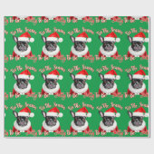 Grappig groen Frans Bulldog Santa kostuum Cadeaupapier (Vlak)
