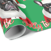 Grappig groen Frans Bulldog Santa kostuum Cadeaupapier (Rol Hoek)