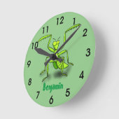 Grappig groen gebeden cartoon illustratie ronde klok (Hoek)