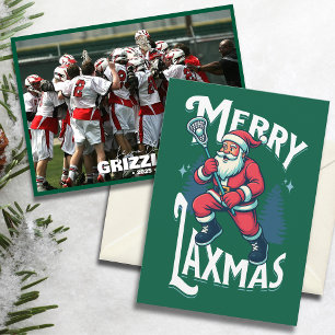 Grappig Groen Gelukkig Laxmas Lacrosse Team Kerstm Feestdagenkaart