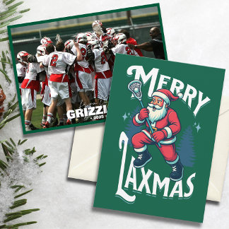 Grappig Groen Gelukkig Laxmas Lacrosse Team Kerstm Feestdagenkaart