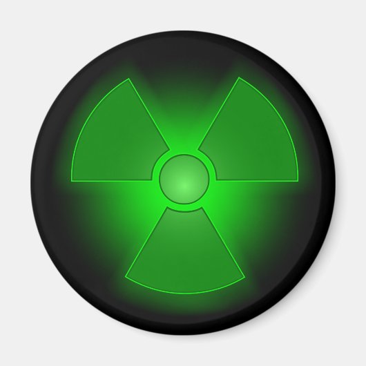 Grappig groen gloeiend radioactiviteitssymbool magneet (Voorkant)