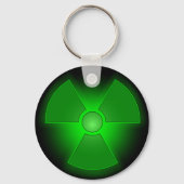 Grappig groen gloeiend radioactiviteitssymbool sleutelhanger (Voorkant)