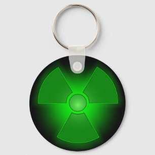 Grappig groen gloeiend radioactiviteitssymbool sleutelhanger
