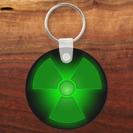 Grappig groen gloeiend radioactiviteitssymbool sleutelhanger (Voorkant)