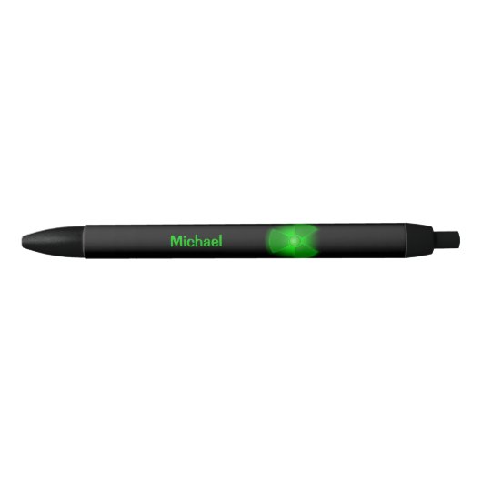 Grappig groen gloeiend radioactiviteitssymbool zwarte inkt pen (Voorkant)
