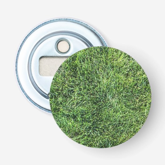 Grappig groen gras, echt fototextuurpatroon leuk button flesopener (Voorkant)