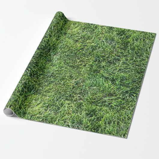 Grappig groen gras, echt fototextuurpatroon leuk cadeaupapier (Uitgerold)