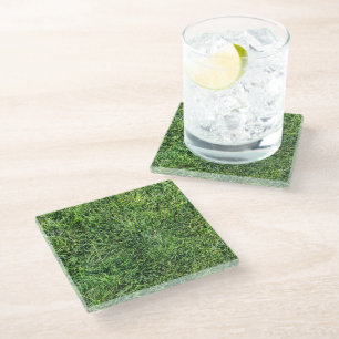 Grappig groen gras, echt fototextuurpatroon leuk glazen onderzetter