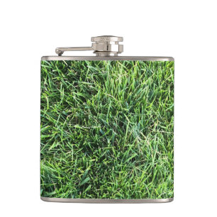 Grappig groen gras, echt fototextuurpatroon leuk heupfles