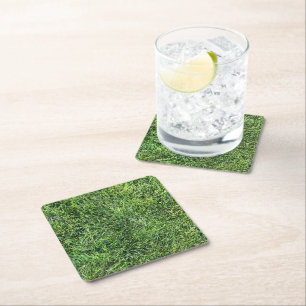 Grappig groen gras, echt fototextuurpatroon leuk kartonnen onderzetters