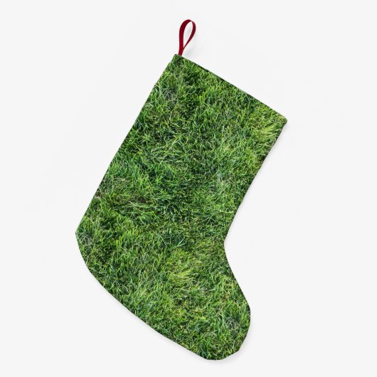 Grappig groen gras, echt fototextuurpatroon leuk kleine kerstsok (Voorkant (Hangend))