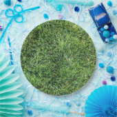 Grappig groen gras, echt fototextuurpatroon leuk papieren bordje (Feest)