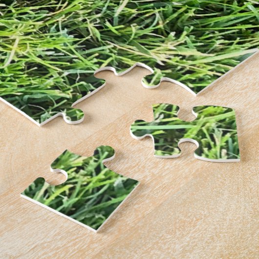 Grappig groen gras textuur patroon echte foto plez legpuzzel (Zijkant)