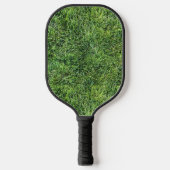 Grappig groen gras textuur patroon echte foto plez pickleball paddle (Voorkant)