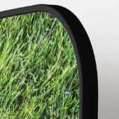 Grappig groen gras textuur patroon echte foto plez pickleball paddle (Links Detail)
