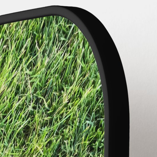 Grappig groen gras textuur patroon echte foto plez pickleball paddle (Links Detail)