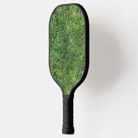 Grappig groen gras textuur patroon echte foto plez pickleball paddle (Links)