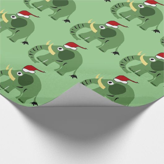 Grappig groen kerstfeest in Santa Hat Cadeaupapier (Hoek)