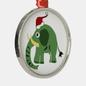 Grappig groen kerstfeest in Santa Hat Metalen Ornament (Rechts)
