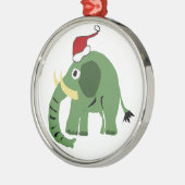 Grappig groen kerstfeest in Santa Hat Metalen Ornament (Links)