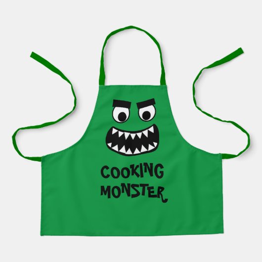 Grappig groen kookmonster bakschort voor kinderen schort (Voorkant)