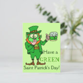 Grappig groen Leprechaun Saint Patrick's Briefkaart (Staand voorkant)