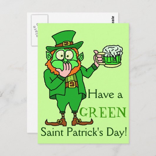 Grappig groen Leprechaun Saint Patrick's Briefkaart (Voorkant / Achterkant)