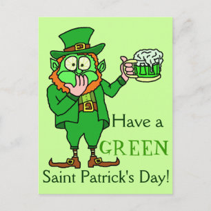 Grappig groen Leprechaun Saint Patrick's Briefkaart