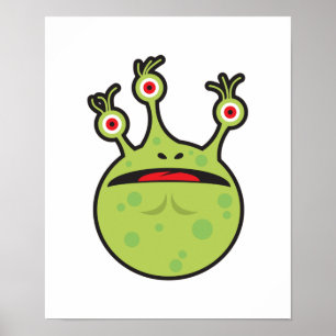 grappig groen monster poster