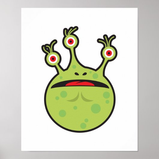 grappig groen monster poster (Voorkant)
