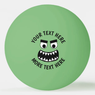 Grappig groen monster tanden aangepast tafeltennis pingpongbal