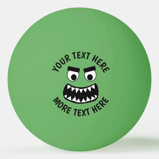 Grappig groen monster tanden aangepast tafeltennis pingpongbal (Voorkant)
