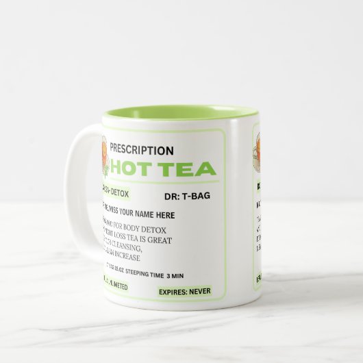 Grappig groen recept Hot Tea Mok (Voorkant links)