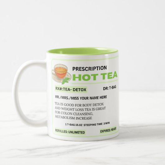 Grappig groen recept Hot Tea Mok (Links)