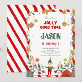 Grappig groen & rode elf verjaardagsfeestje kaart