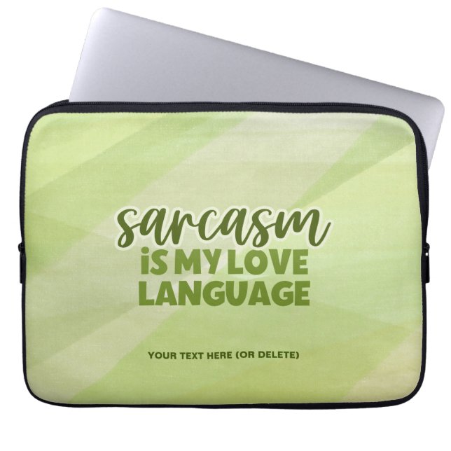 Grappig Groen Sarcasme Liefde Taal Modern Snarky Laptop Sleeve (Voorkant)