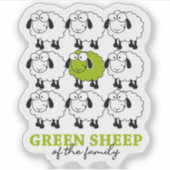 Grappig groen schaap van de familie, vegan sticker (Voorkant)