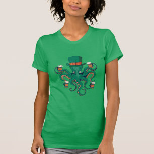 Grappig groen St. Patrick octopusbier T-shirt