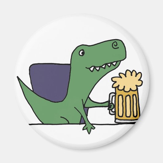 Grappig groen T-rex dinosaurus Drink bier Magneet (Voorkant)