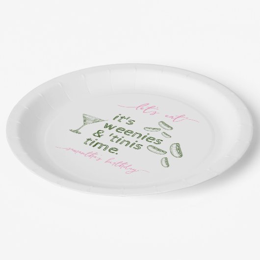 Grappig groen Weenies & Tinis Martini Verjaardagsf Papieren Bordje (Gekanteld)