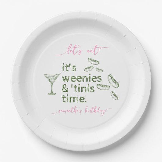 Grappig groen Weenies & Tinis Martini Verjaardagsf Papieren Bordje (Voorkant)