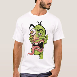 Grappig Groen Zombie Karikatuur T-Shirt