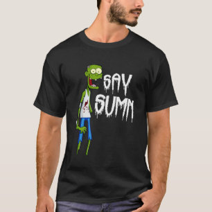 Grappig groen zombie skelet - zeg iets met W T-shirt