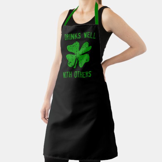Grappig groen zwart St Patrick's Day pub apron Schort (Insitu)