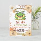 Grappig Groene Kikker Dier Wildlife cartoon Verjaa Kaart (Staand voorkant)