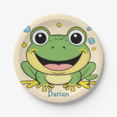 Grappig Groene Kikker Dier Wildlife cartoon Verjaa Papieren Bordje (Voorkant)