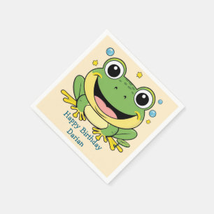 Grappig Groene Kikker Dier Wildlife cartoon Verjaa Servet